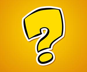 Stylized cartoon question mark.